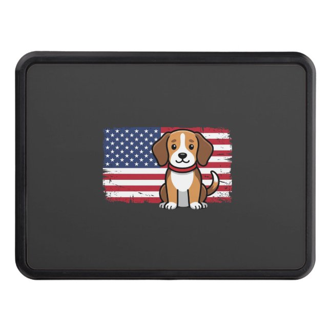 American Flag Dog Patriotic Vector Hitch Cover (Front)