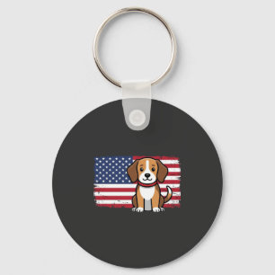 American Flag Dog Patriotic Vector Keychain