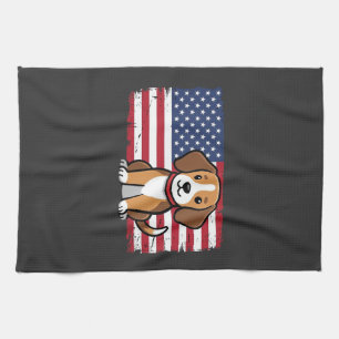 American Flag Dog Patriotic Vector Kitchen Towel