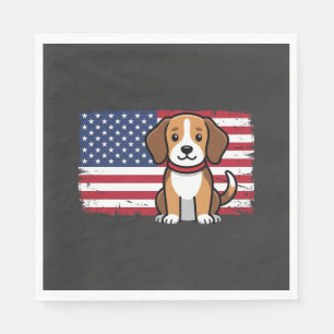 American Flag Dog Patriotic Vector Napkins