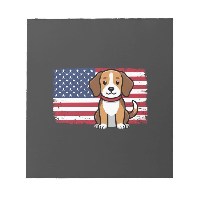 American Flag Dog Patriotic Vector Notepad (Front)