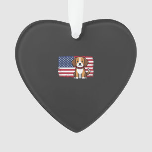 American Flag Dog Patriotic Vector Ornament
