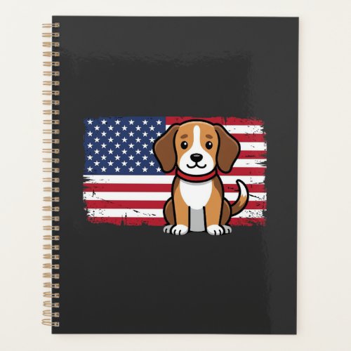 American Flag Dog Patriotic Vector Planner