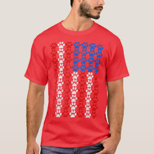 American Flag Dog Paw Pride  T-Shirt