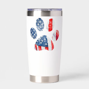 American Flag Dog Paw Print Patriotic USA Pride Insulated Tumbler
