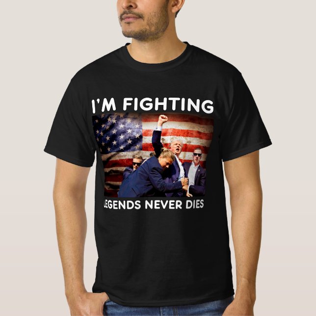 American Flag Donald Trump Fighting Lover Support T-Shirt (Front)