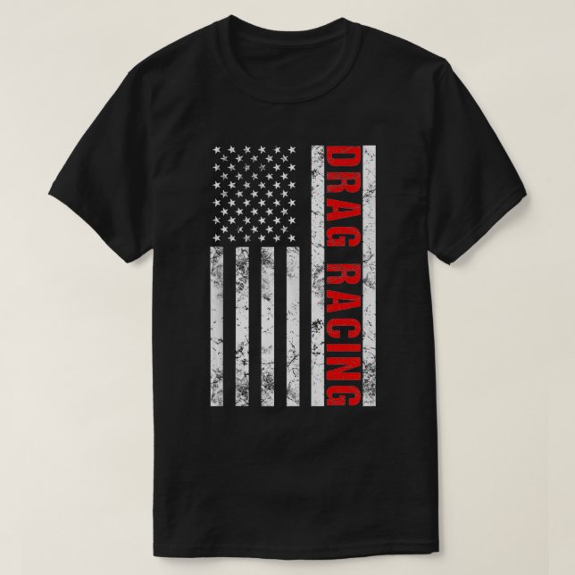 American Flag Drag Racing  T-Shirt (Design Front)