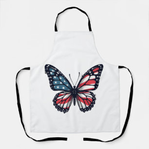 American Flag Dragonfly Patriotic 4th of July Red Apron