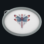 American Flag Dragonfly Patriotic 4th of July Red  Belt Buckle<br><div class="desc">American Flag Dragonfly Patriotic 4th of July Red White Blue</div>