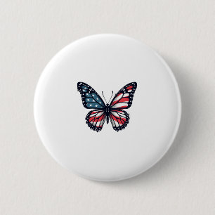 American Flag Dragonfly Patriotic 4th of July Red Button