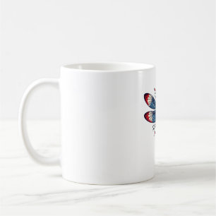 American Flag Dragonfly Patriotic 4th of July Red Coffee Mug