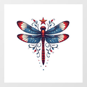 American Flag Dragonfly Patriotic 4th of July Red Floor Decals