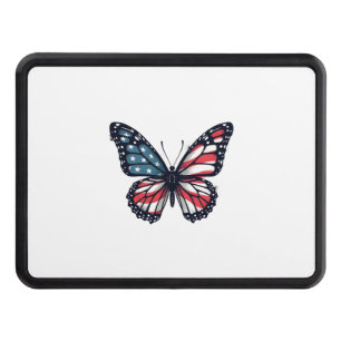 American Flag Dragonfly Patriotic 4th of July Red Hitch Cover