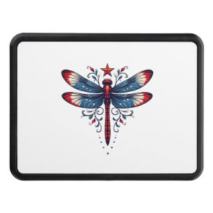 American Flag Dragonfly Patriotic 4th of July Red  Hitch Cover
