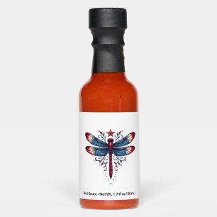 American Flag Dragonfly Patriotic 4th of July Red Hot Sauces