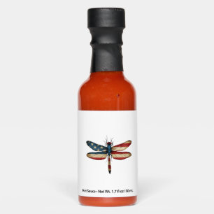 American Flag Dragonfly Patriotic 4th of July Red Hot Sauces
