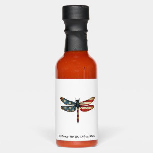 American Flag Dragonfly Patriotic 4th of July Red Hot Sauces