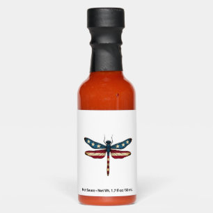 American Flag Dragonfly Patriotic 4th of July Red Hot Sauces