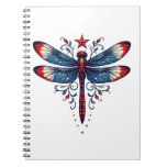 American Flag Dragonfly Patriotic 4th of July Red  Notebook