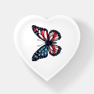 American Flag Dragonfly Patriotic 4th of July Red Paperweight