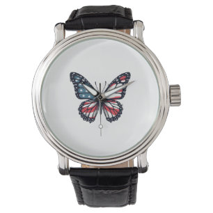 American Flag Dragonfly Patriotic 4th of July Red Watch