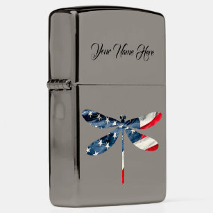 American Flag, Dragonfly, Zippo Lighter
