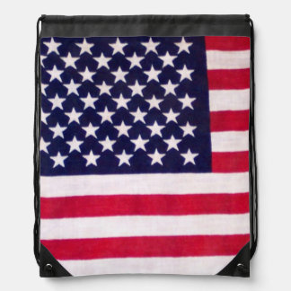 American Flag  Drawstring Backpack