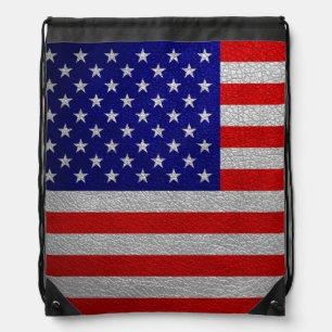 American Flag Drawstring Bag