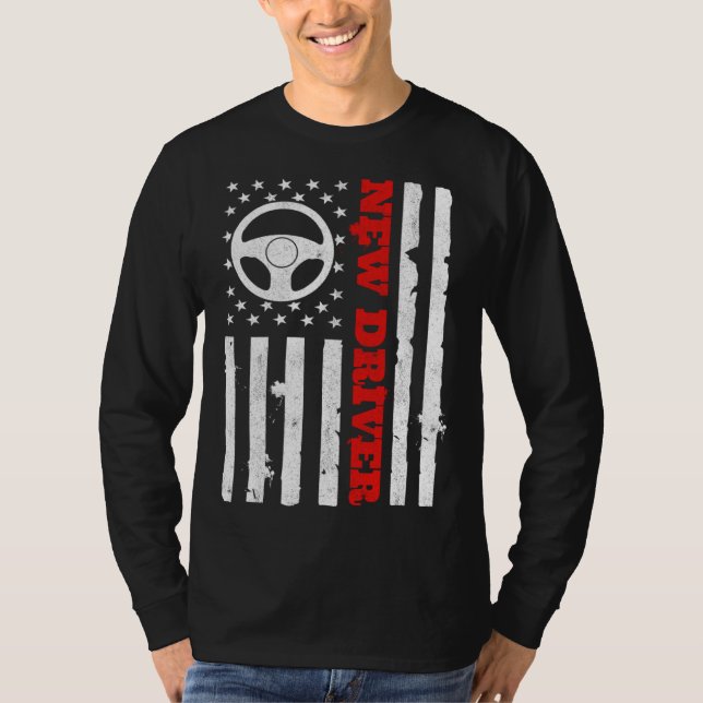 American Flag Driver s License USA Driving Teen Ne T-Shirt (Front)