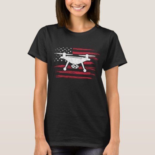 American Flag Drone Pilot USA Drone Operator T_Shirt