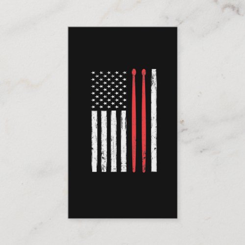 American Flag Drum Sticks US Drummer Musician Business Card