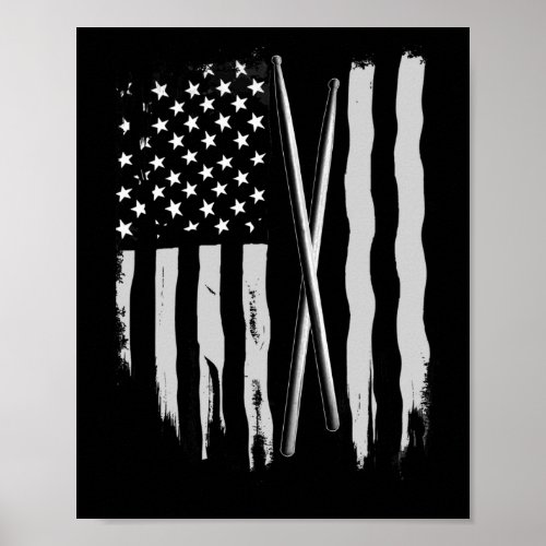 American Flag Drumsticks USA Drummers Drum Sticks Poster