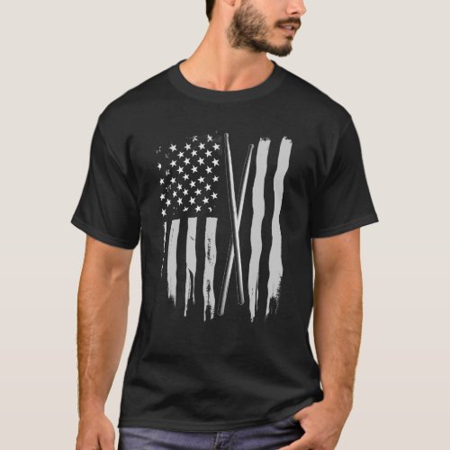 American Flag Drumsticks USA Drummers Drum Sticks T_Shirt