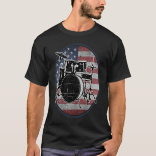 American Flag Drumsticks Vintage Drummer Drum Set  T-Shirt