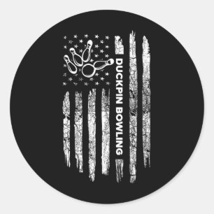 American Flag Duckpin Bowling - Vintage Duckpin Bo Classic Round Sticker