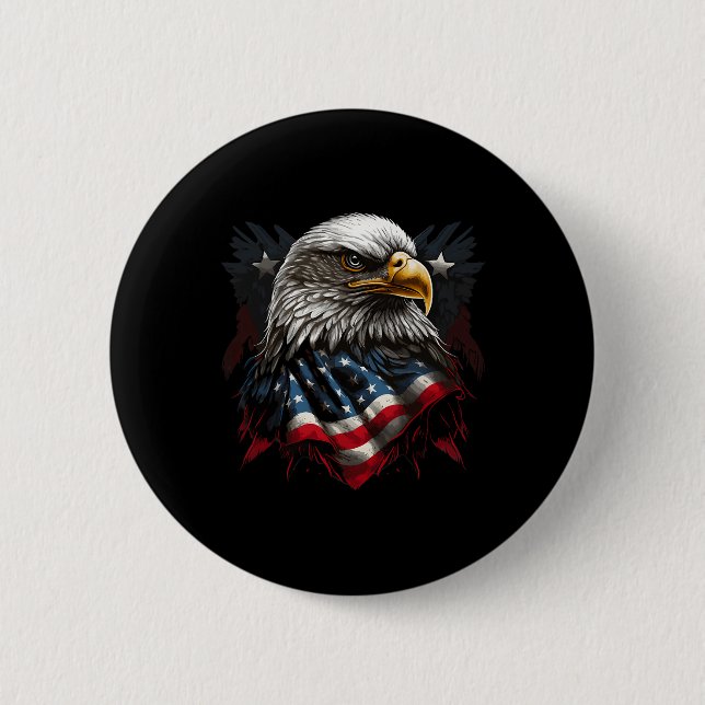 American Flag Eagle 4th Of July Independence Day P Button (Front)