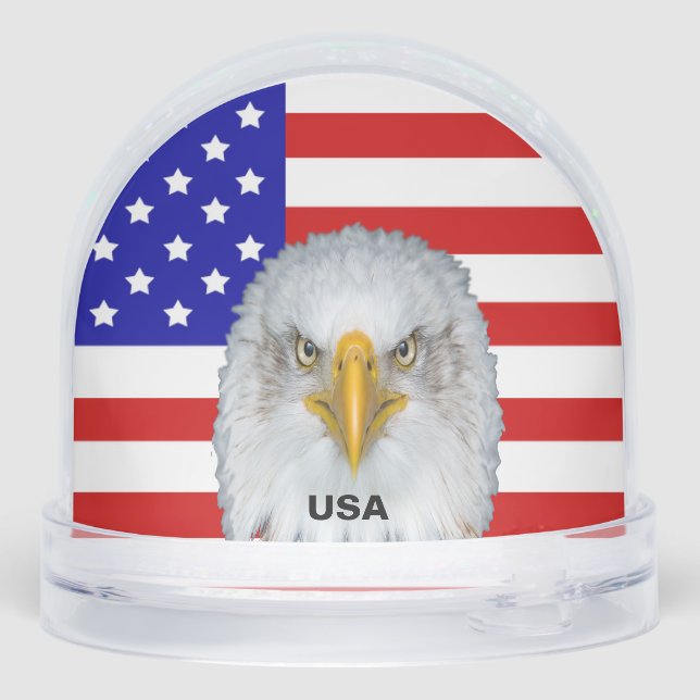 American Flag, Eagle and Text Snow Globe (Back)