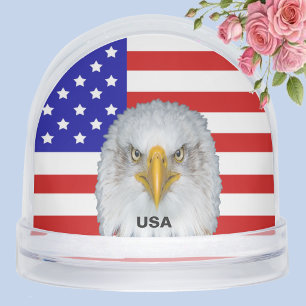American Flag, Eagle and Text Snow Globe