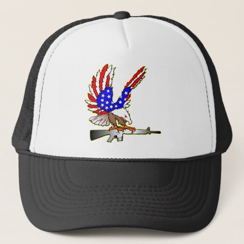 American Flag Eagle Ar_15 M16 Tattoo Trucker Hat