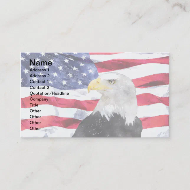 AMERICAN FLAG & EAGLE BUSINESS CARD Zazzle