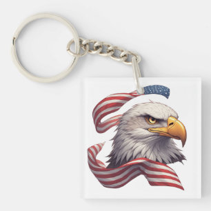 American Flag Eagle Gift for Men and Women Keychain