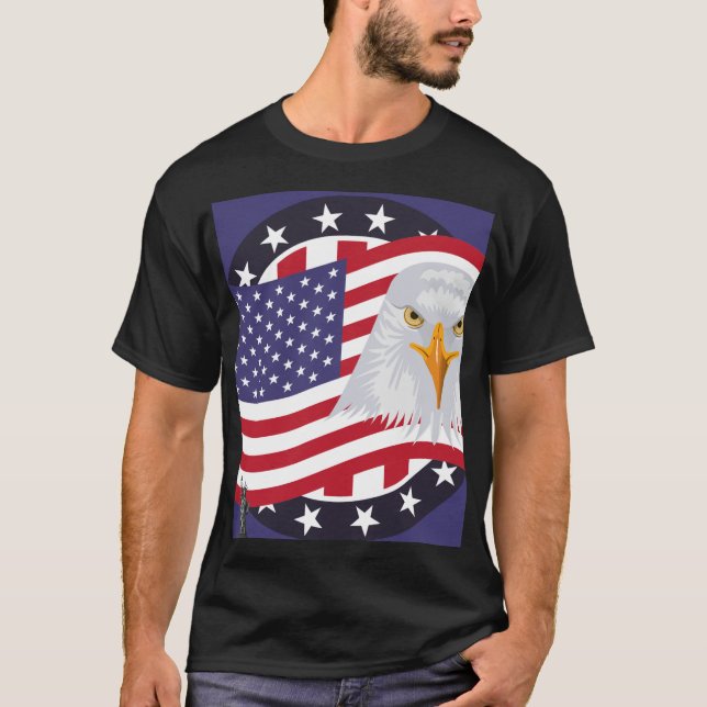 American Flag Eagle Graphic T-Shirt (Front)