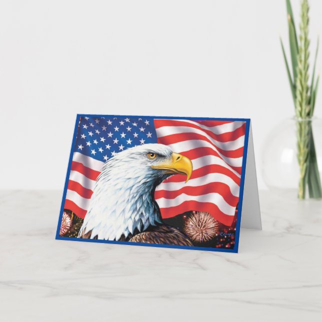 American Flag Eagle Holiday Card (Front)
