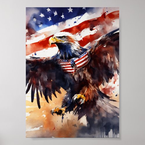 American Flag Eagle in Terminator Costume _ 3D Abs Poster