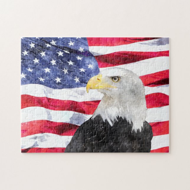 AMERICAN FLAG & EAGLE JIGSAW PUZZLE (Horizontal)