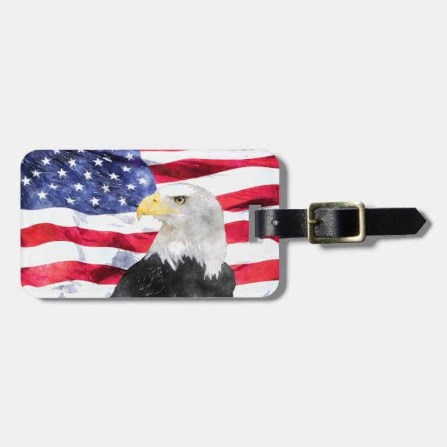 AMERICAN FLAG & EAGLE LUGGAGE TAG (Front Horizontal)