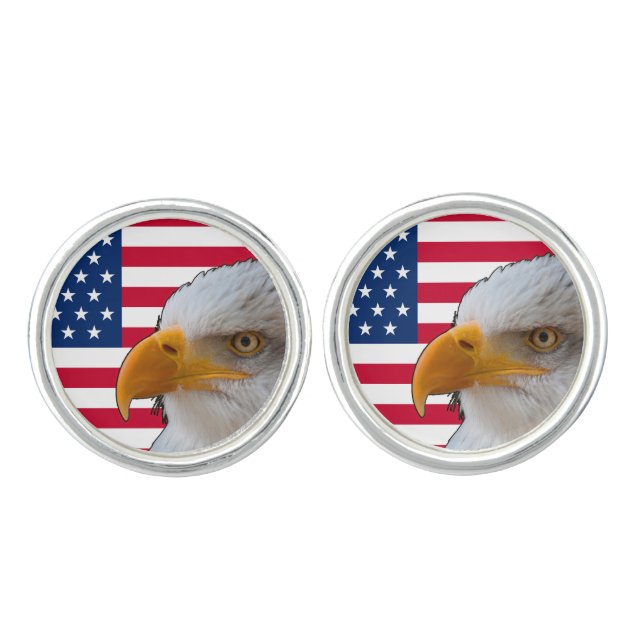 American Flag & Eagle Pair of Cufflinks (Front)