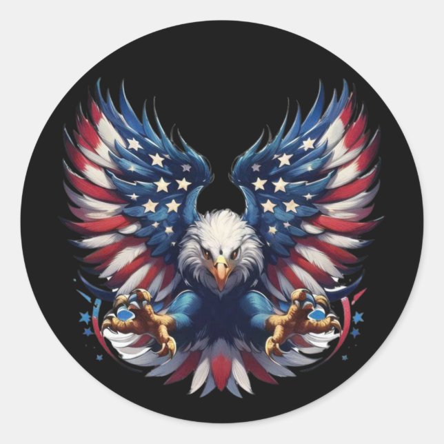 American flag eagle,Patriotic Sublimation Clipart Classic Round Sticker (Front)