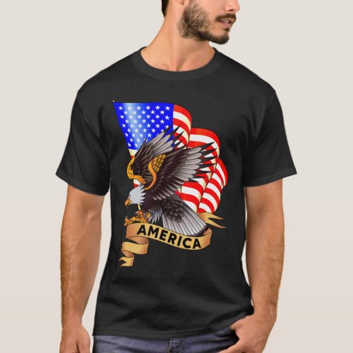 American Flag Eagle Patriotic T_Shirt