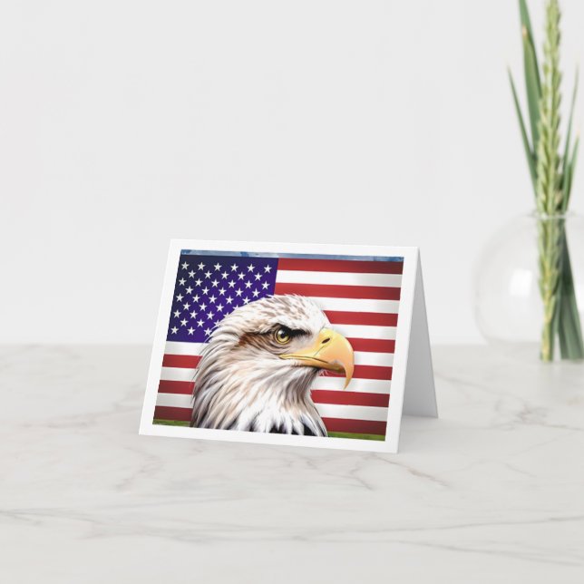 American Flag Eagle Patriotic USA Greeting Card (Front)